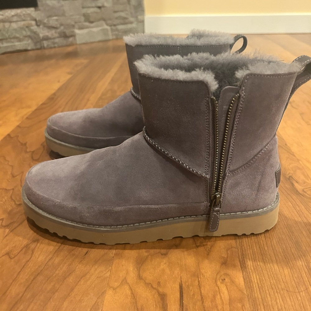 Ugg classic zip mini boot- grey/purple- womens size 10